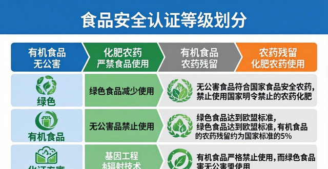 食品安全认证等级划分，无公害、绿色、有机食品区别与选择指南