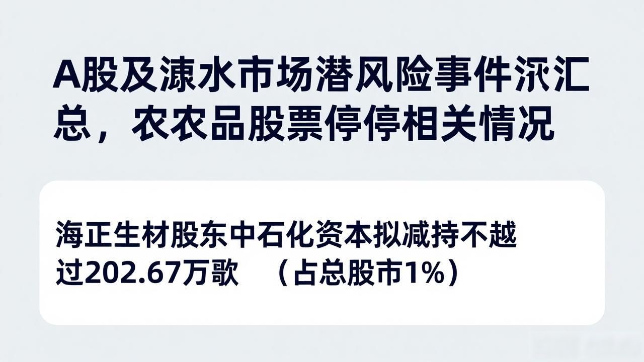 A股及海外市场潜在风险事件_国内商品期市夜盘行情_农产品股票停牌